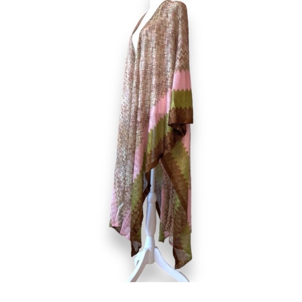 Free People Sparkly Zigzag Patterned Soft Thin Knit Kimono - Picture 5 of 9